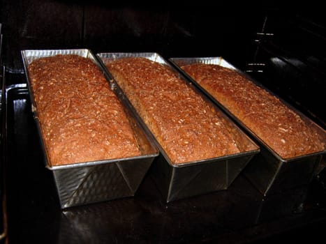 Norwegian Bread in oven.