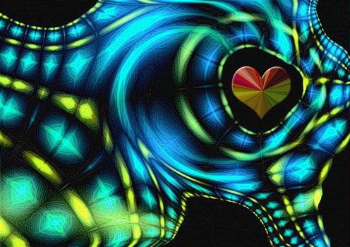 great creative abstract colored bright portrayal of cardiac romantic feelings