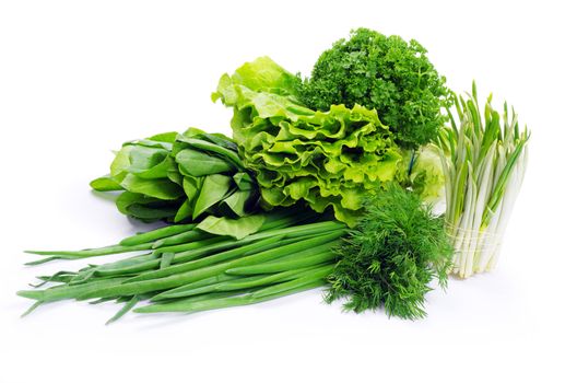Fresh herbs isolated on white