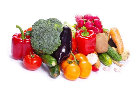 fresh vegetables on the white background