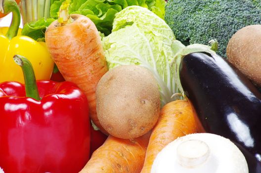 fresh vegetables on the white background