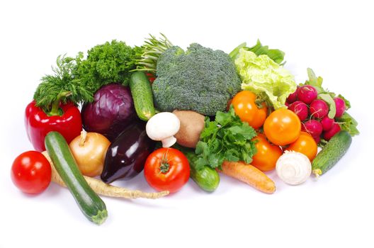  vegetables on the white background