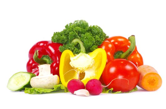 fresh vegetables on the white background