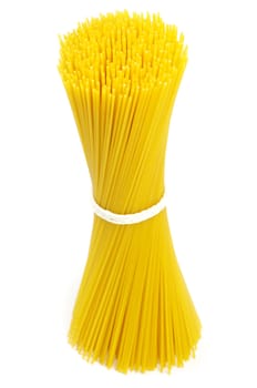 Bunch of spaghetti isolated on white background.