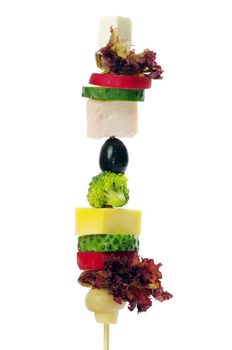 salad canape on a white background