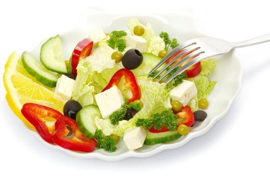  salad in plate on white