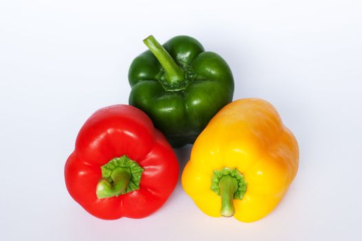 A red green and yellow pepper arrangement