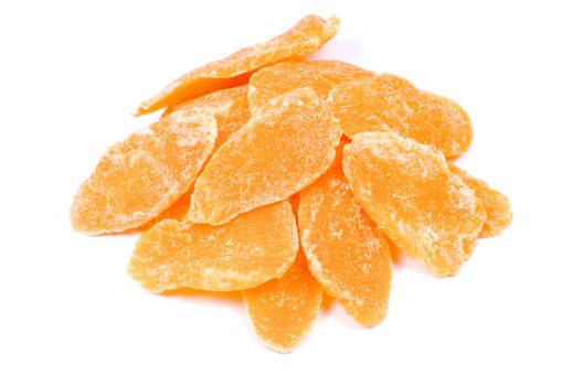 Dried mango on white background