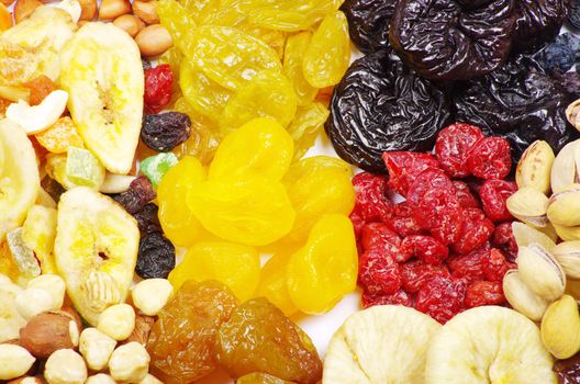 Background made of assorted dried fruits