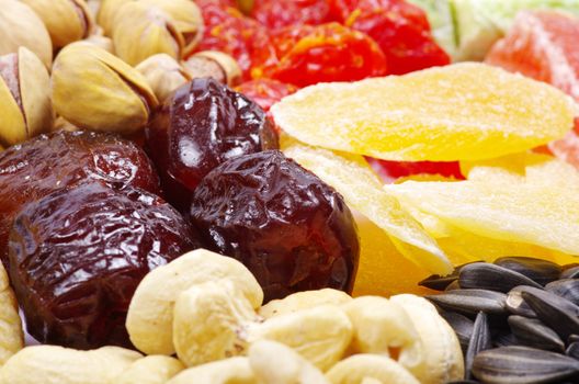 dried fruits and nuts close up