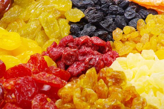 Background made of assorted dried fruits