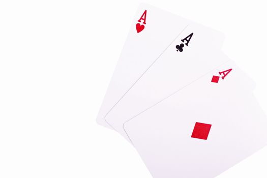 three aces isolated on a white background