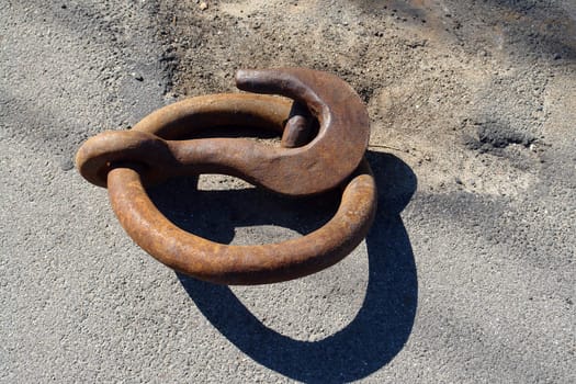 Anchoring point in a port marina made from cast iron in closeup