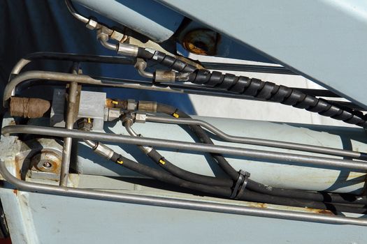 Hydraulic machinery in close up - industry background image