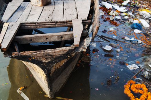 Trash In The Ganges From Varanasi, India