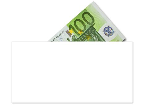 denomination of one hundred euros in paper envelope