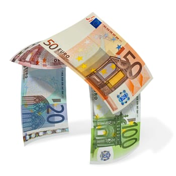 illustration, lodge from different money bills euro