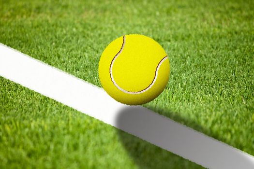 illustration, tennis ball on abstract green background