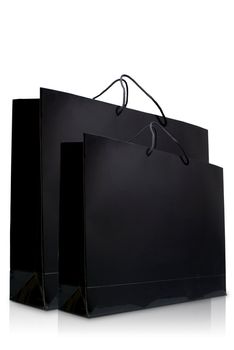 Black glaze paper shopping bags, Isolated