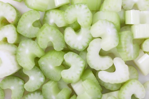 Slices of celery filling frame making food background