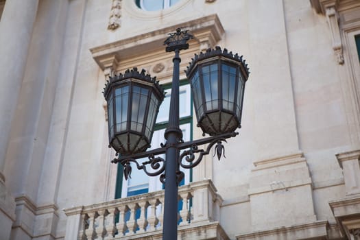 Typical metal street lamp at Lisbon