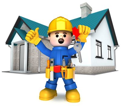 Fully equiped craftsman mascot
