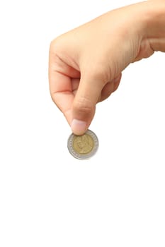 hand holding coin