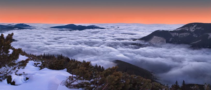 Beautiful evening landscape in the mountains