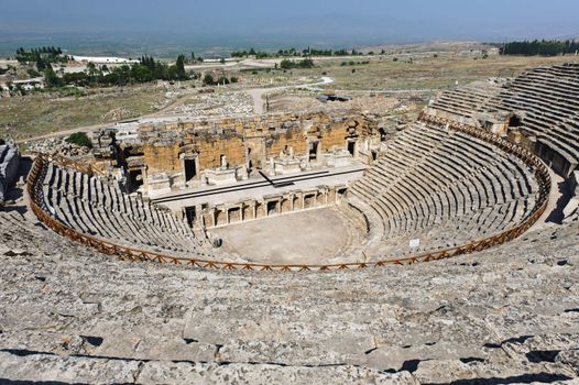 Ruins of theater in ancient Hierapolis, now Pamukkale, Turkey