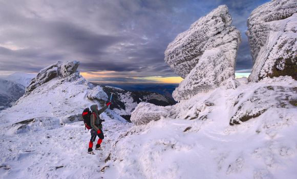 Brave man in the mountains