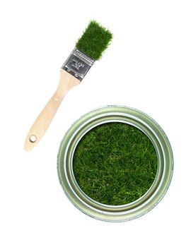 Tins of paint isolated against a white background