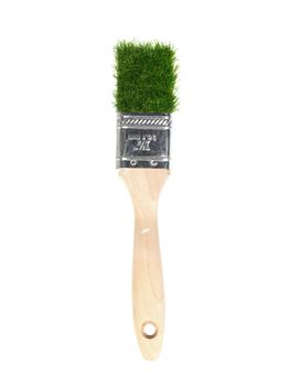 A paint brush made of grass isolated on a white background