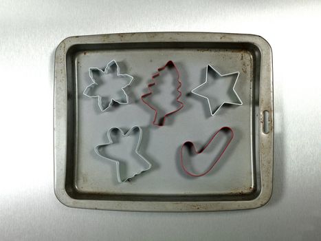 A baking tray on a kitchen bench