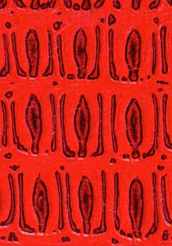 Red leather book cover patten detail.