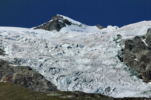 mountain glacier and snow and sky blue