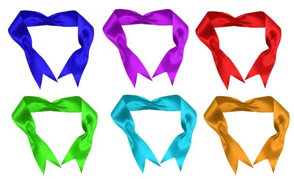 collection of various ribbons on white background