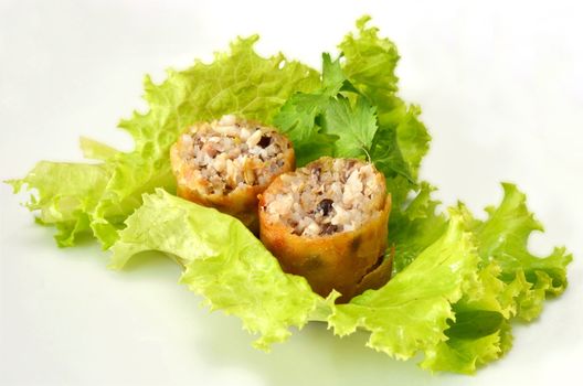 Chinese spring rolls with fresh vegetable 