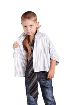 Little boy necktie on the white background
