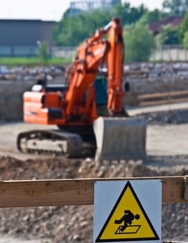 Sign of danger for work in progress (Italian) in a building site
