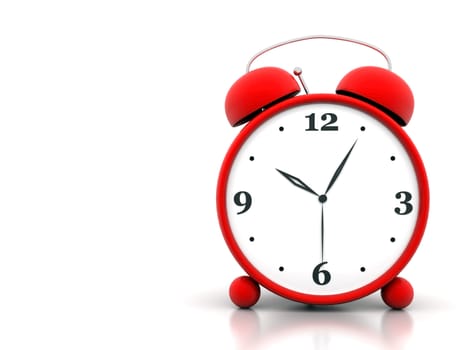 beautiful image, the red alarm clock on white background