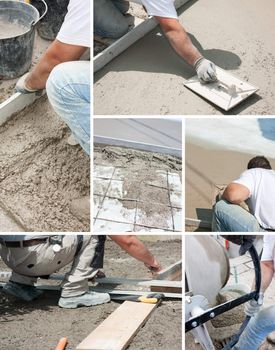 Mason building a screed coat cement