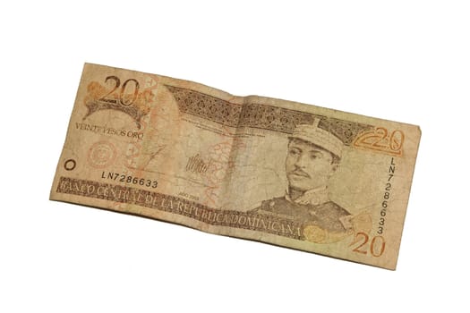 A twenty Dominican peso bill