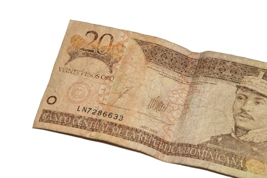 A twenty Dominican peso bill