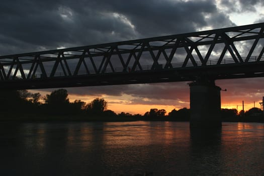 Railway bridge over the Elbe in Dessau - Rosslau, in Saxony-Anhalt / Germany