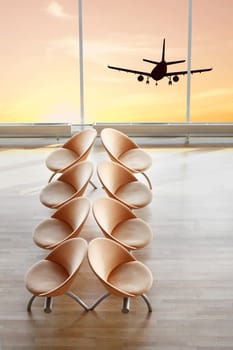 Seats in an airport terminal