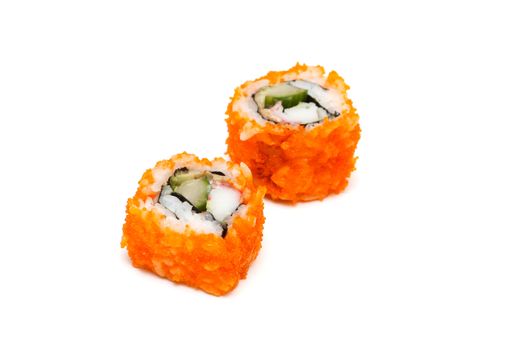 Delicious california rolls isolated on white