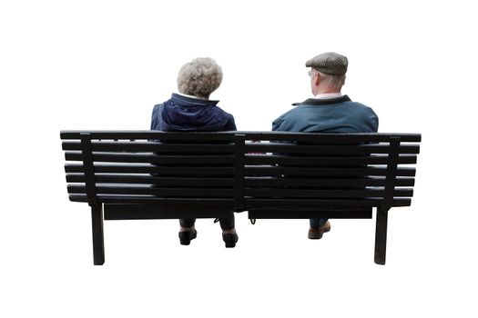 A senior couple sitting on a bench