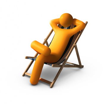 Stick figure Sitting on deck chairs enjoying vacation