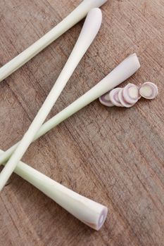 Lemon grass isolated on a wooden bg