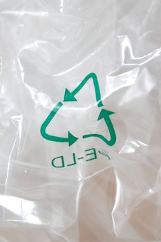 Plastic recycled with a recycling logo
